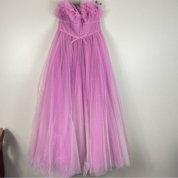 Mac Duggal Purple Strapless Glitter Tulle Gown Pink Womens 8 Prom Formal Dress - Picture 4 of 13